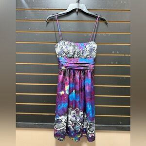 Jump Girl Multicolor Abstract Print Spaghetti Strap Dress Size 1/2 Juniors NWT